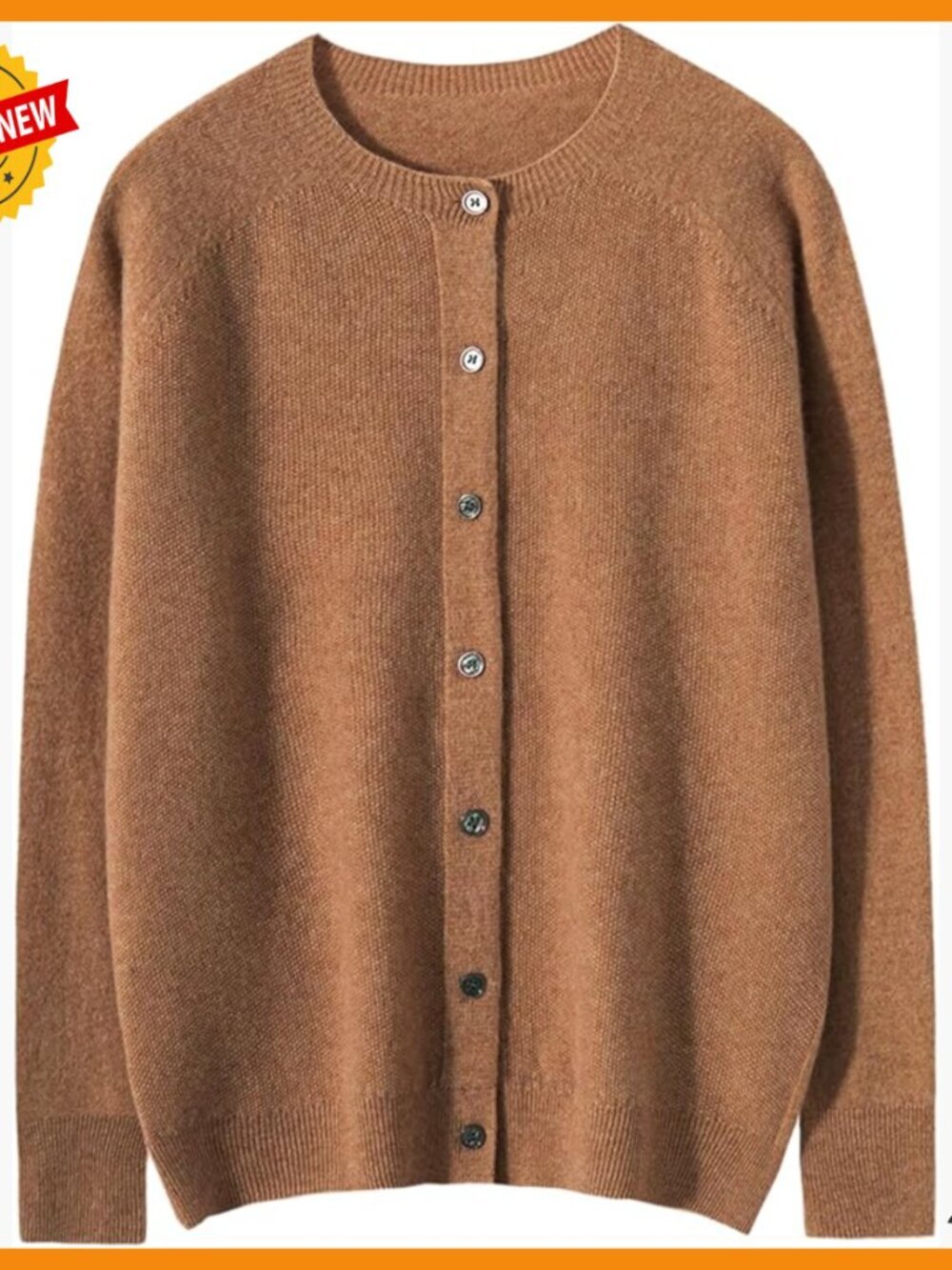 100% Merino Wool Cardigan Sweater Crew Neck Long Sleeve Button Down